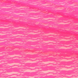 Ткань кружево 
 Гипюр стрейч «Цветы» мелкие цвет неон розовый